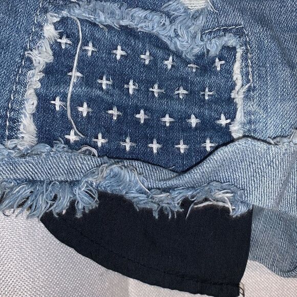 Denim Frayed Cut Off Distressed Shorts - Picture 2 of 5